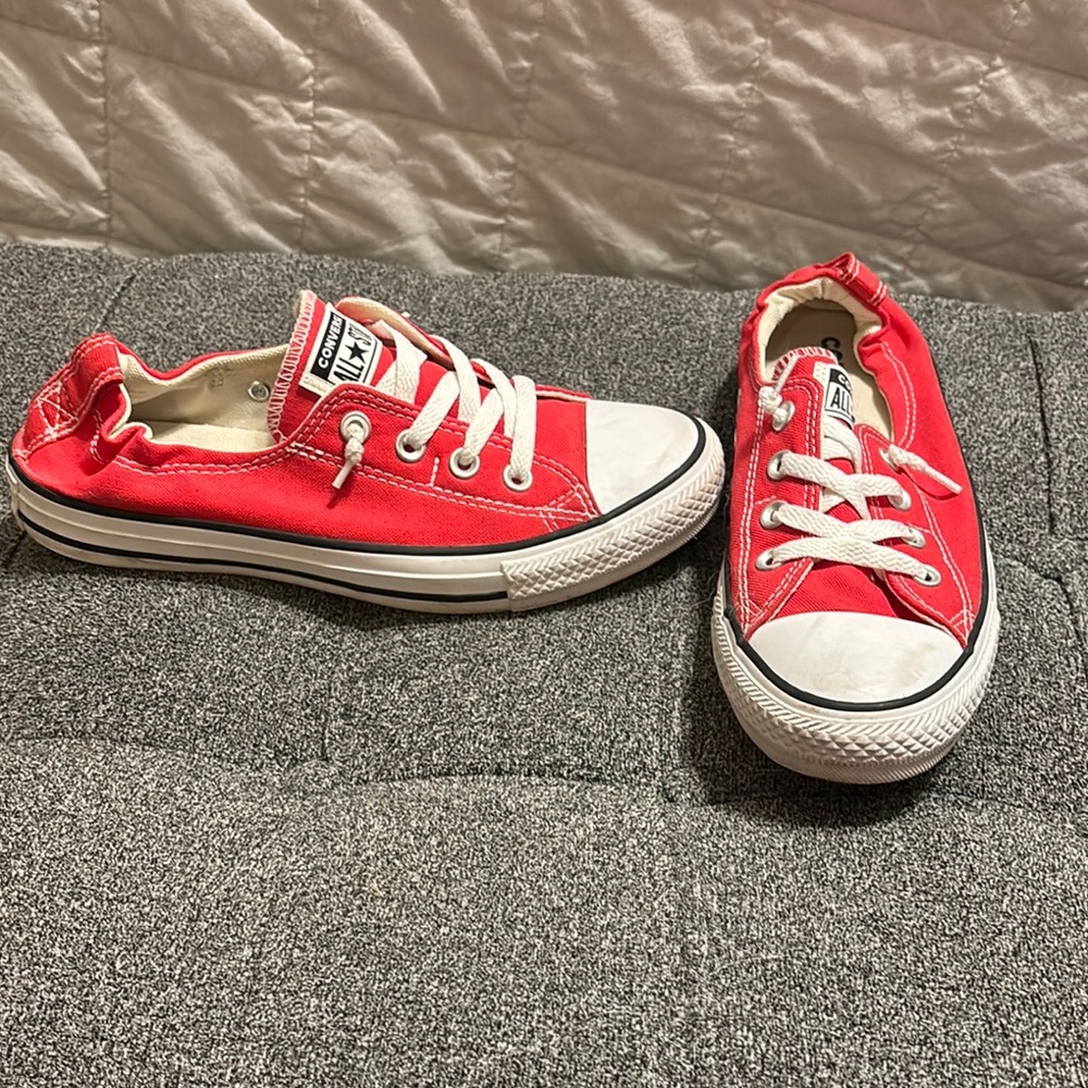 Converse Women Red Converse Canvas Sneakers